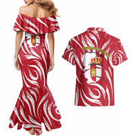 Castilla La Mancha Flag Couples Matching Mermaid Dress and Hawaiian Shirt Autonomous Community of Spain - Wonder Print Shop