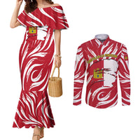 Castilla La Mancha Flag Couples Matching Mermaid Dress and Long Sleeve Button Shirt Autonomous Community of Spain - Wonder Print Shop