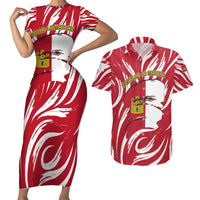Castilla La Mancha Flag Couples Matching Short Sleeve Bodycon Dress and Hawaiian Shirt Autonomous Community of Spain - Wonder Print Shop