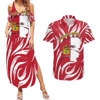 Castilla La Mancha Flag Couples Matching Summer Maxi Dress and Hawaiian Shirt Autonomous Community of Spain - Wonder Print Shop