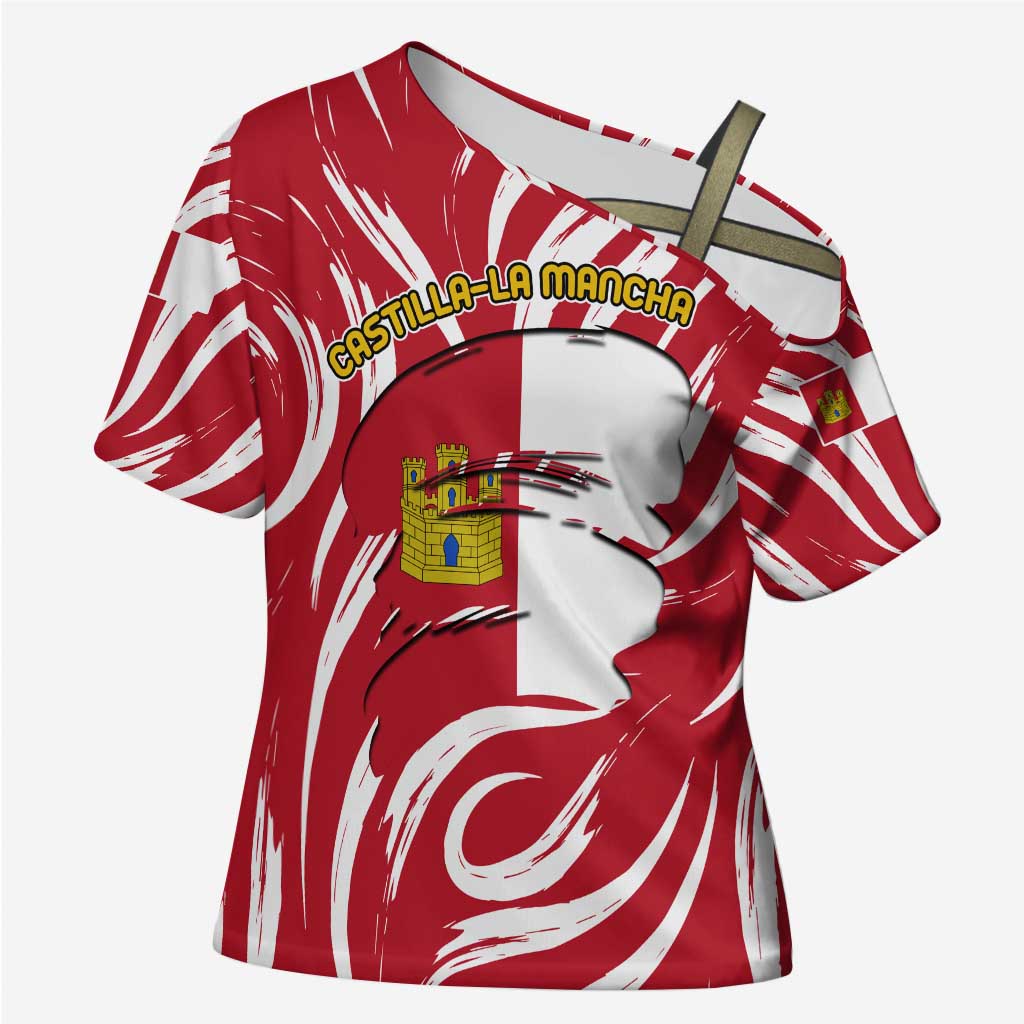 Castilla La Mancha Flag Cross Shoulder Shirt Autonomous Community of Spain - Wonder Print Shop