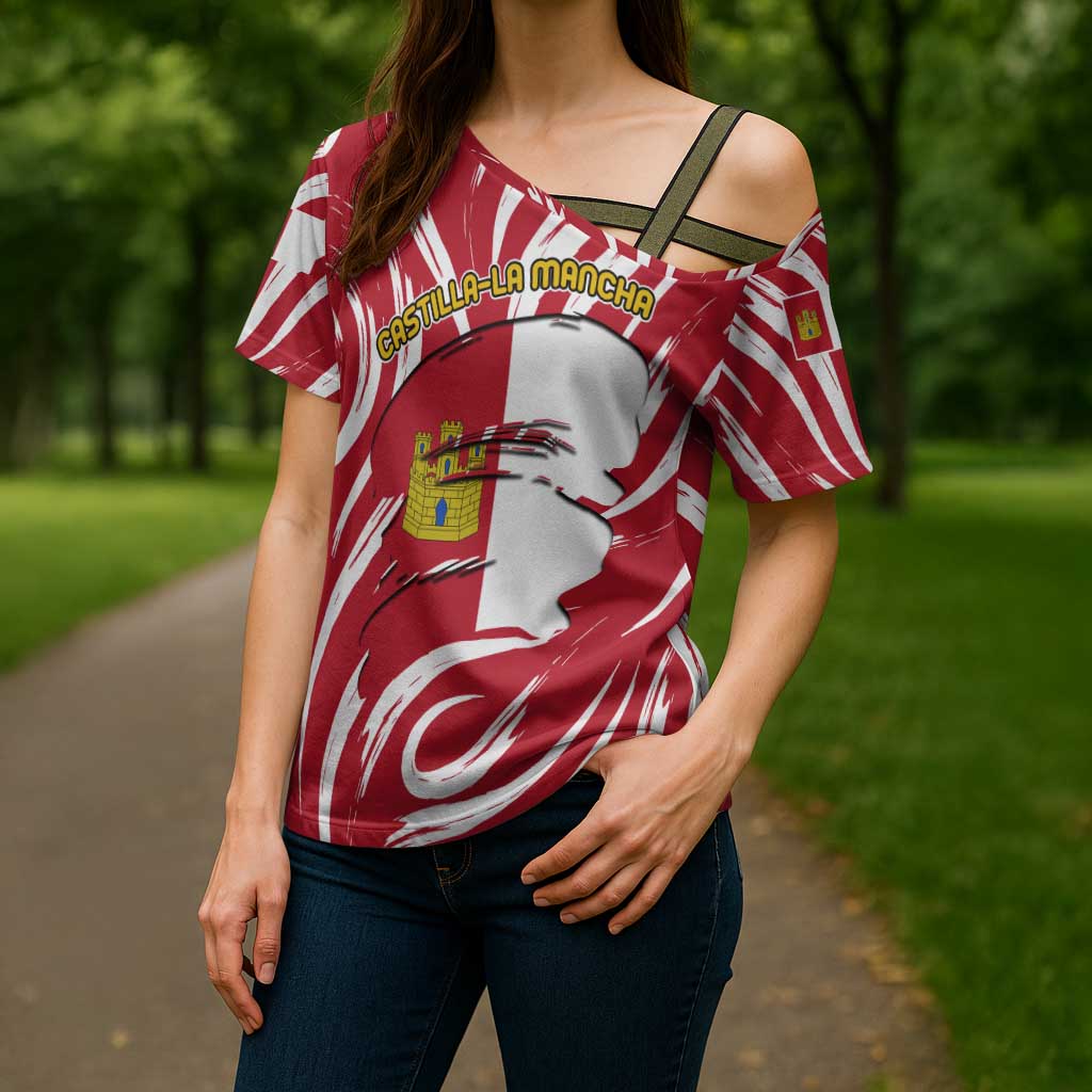 Castilla La Mancha Flag Cross Shoulder Shirt Autonomous Community of Spain - Wonder Print Shop
