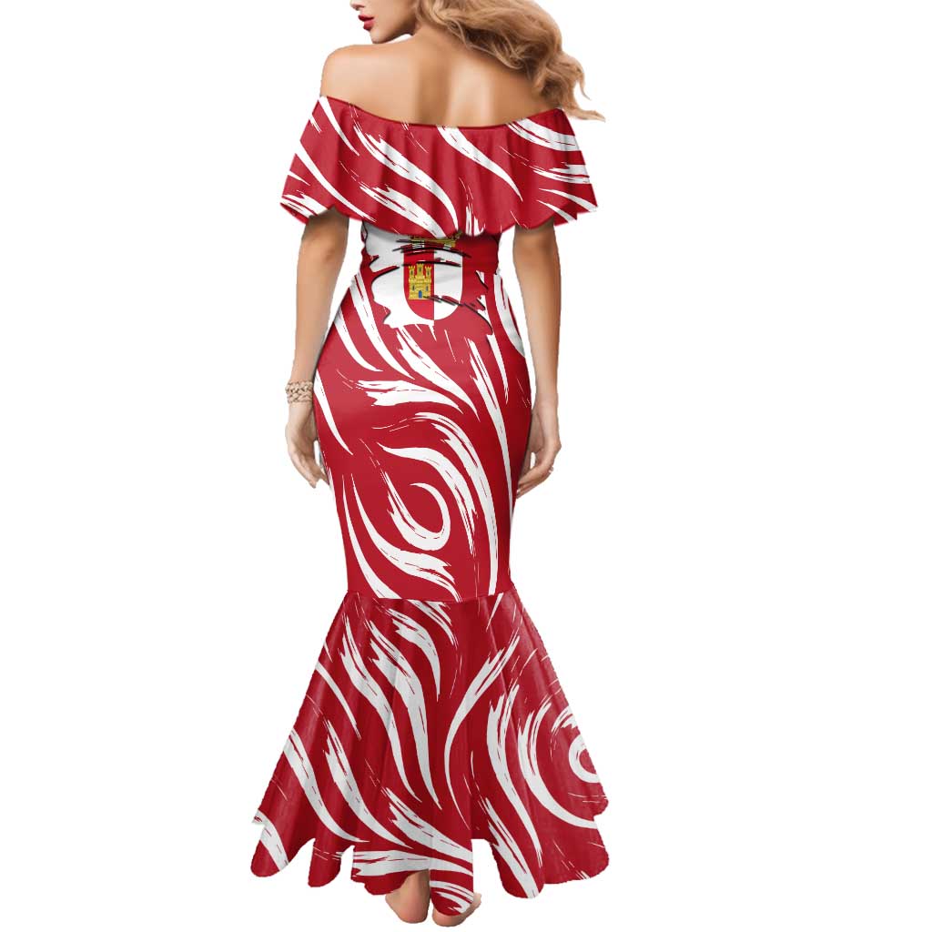 Castilla La Mancha Flag Family Matching Mermaid Dress and Hawaiian Shirt Autonomous Community of Spain - Wonder Print Shop