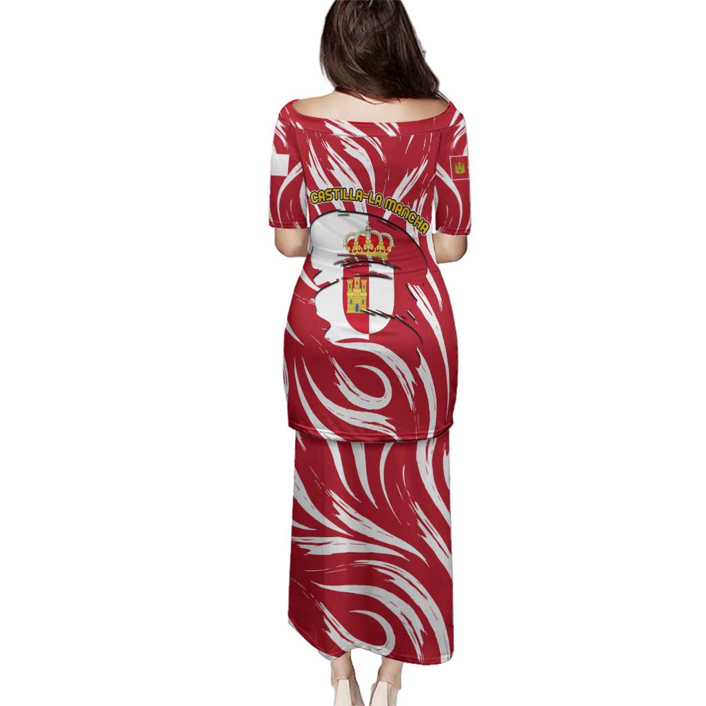 Castilla La Mancha Flag Family Matching Puletasi and Hawaiian Shirt Autonomous Community of Spain - Wonder Print Shop