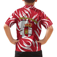 Castilla La Mancha Flag Family Matching Short Sleeve Bodycon Dress and Hawaiian Shirt Autonomous Community of Spain - Wonder Print Shop