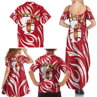 Castilla La Mancha Flag Family Matching Summer Maxi Dress and Hawaiian Shirt Autonomous Community of Spain - Wonder Print Shop