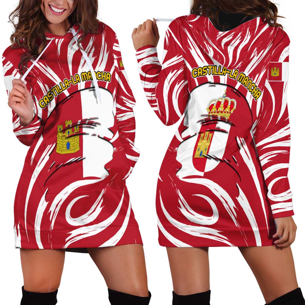 Castilla La Mancha Flag Hoodie Dress Autonomous Community of Spain - Wonder Print Shop