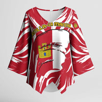 Castilla La Mancha Flag Kimono Sleeve Blouse Autonomous Community of Spain - Wonder Print Shop