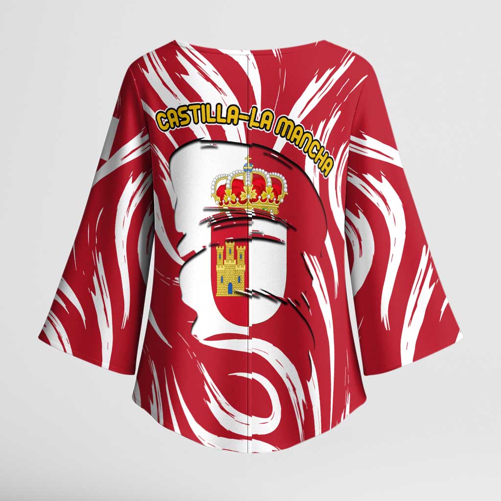 Castilla La Mancha Flag Kimono Sleeve Blouse Autonomous Community of Spain - Wonder Print Shop