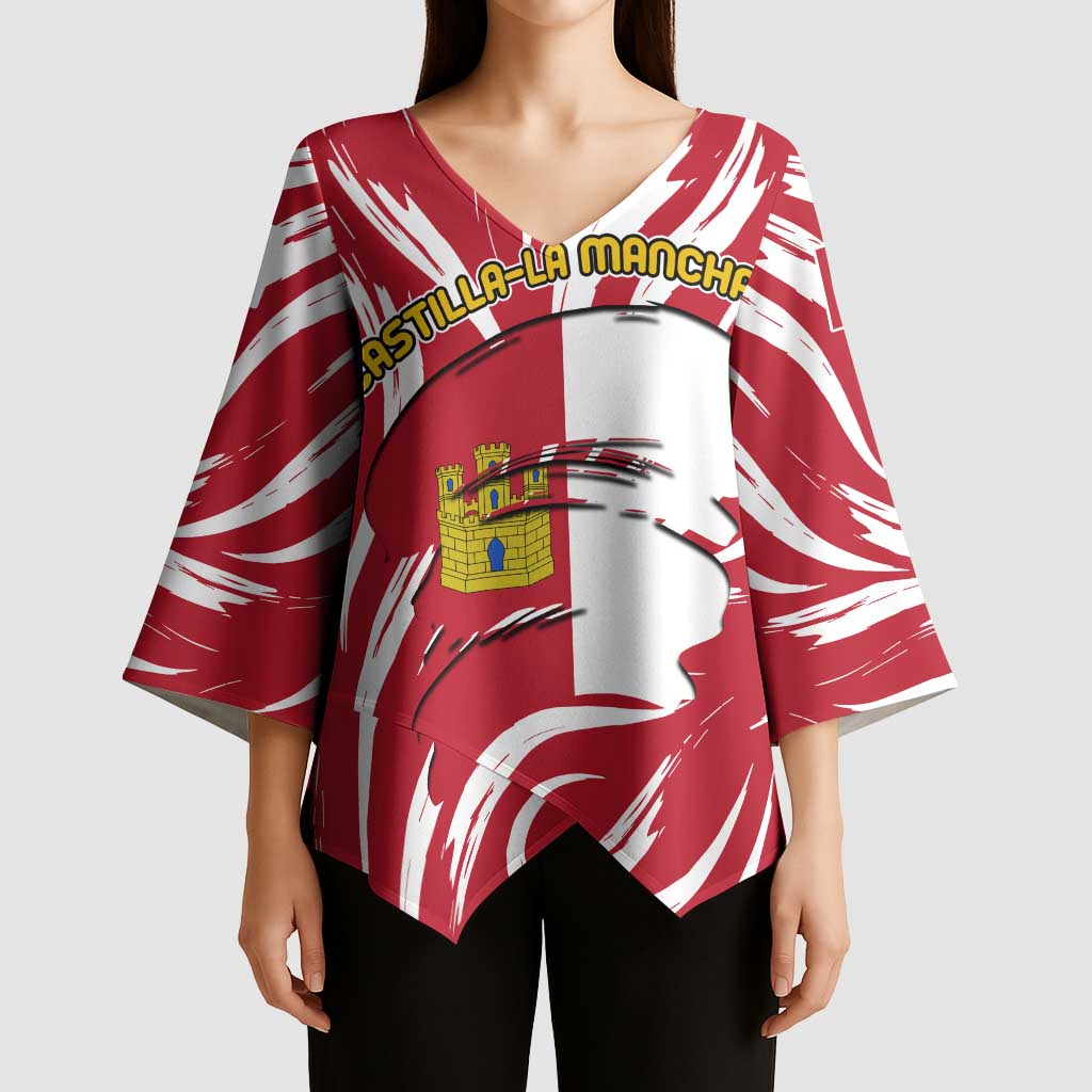 Castilla La Mancha Flag Kimono Sleeve Blouse Autonomous Community of Spain - Wonder Print Shop