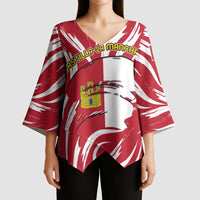 Castilla La Mancha Flag Kimono Sleeve Blouse Autonomous Community of Spain - Wonder Print Shop