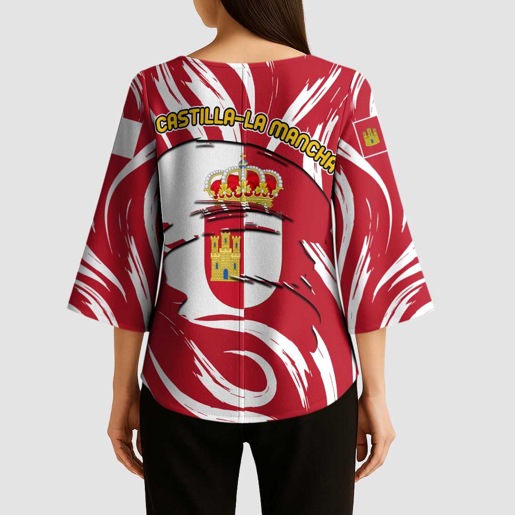Castilla La Mancha Flag Kimono Sleeve Blouse Autonomous Community of Spain - Wonder Print Shop