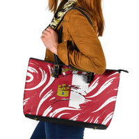 Castilla La Mancha Flag Leather Tote Bag Autonomous Community of Spain - Wonder Print Shop