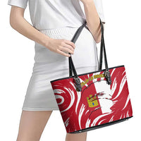 Castilla La Mancha Flag Leather Tote Bag Autonomous Community of Spain - Wonder Print Shop