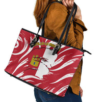 Castilla La Mancha Flag Leather Tote Bag Autonomous Community of Spain - Wonder Print Shop