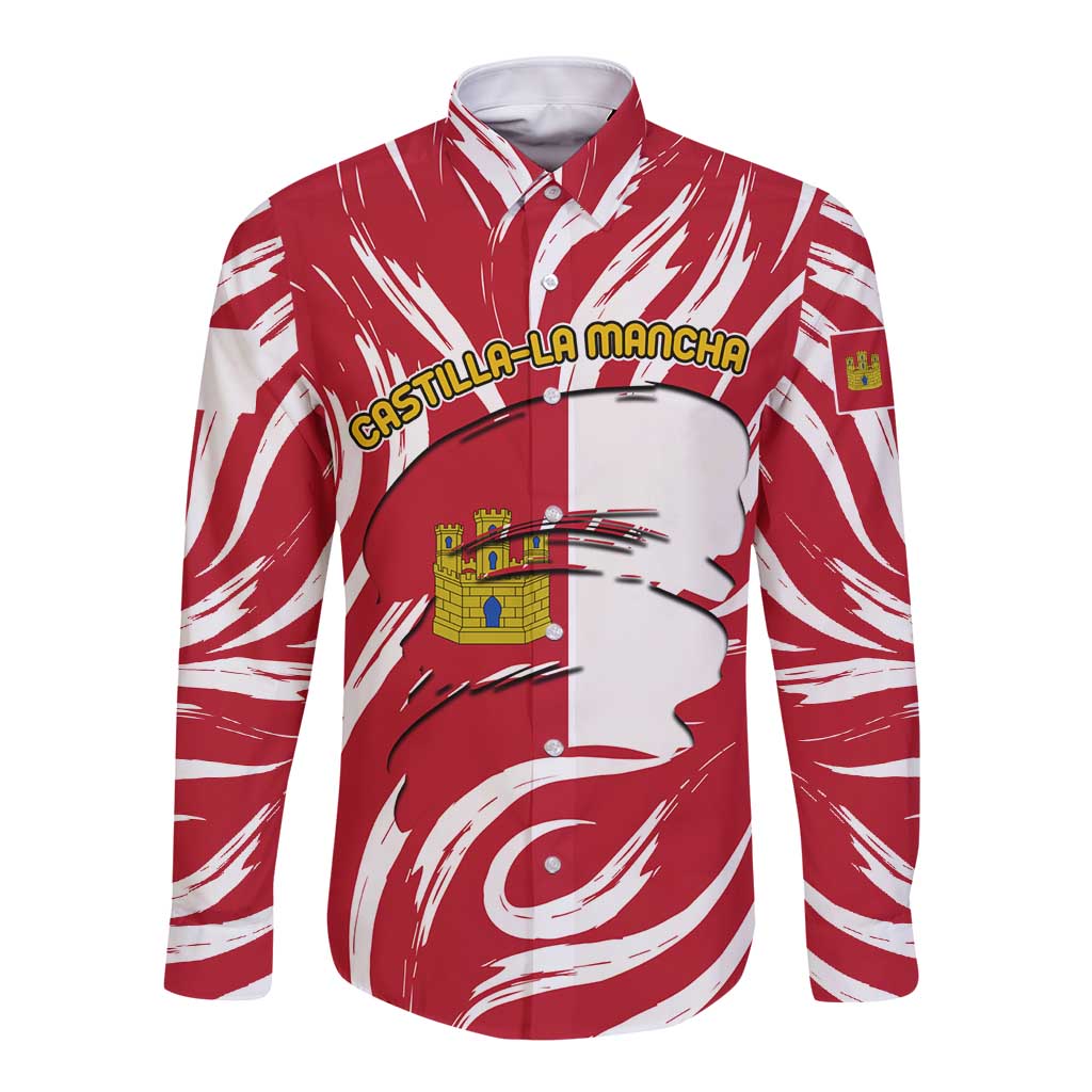 Castilla La Mancha Flag Long Sleeve Button Shirt Autonomous Community of Spain - Wonder Print Shop