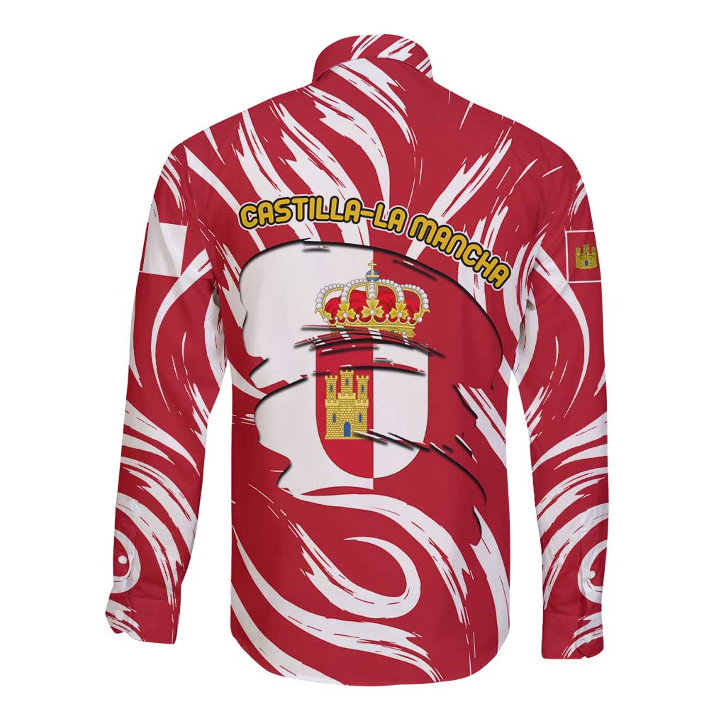 Castilla La Mancha Flag Long Sleeve Button Shirt Autonomous Community of Spain - Wonder Print Shop