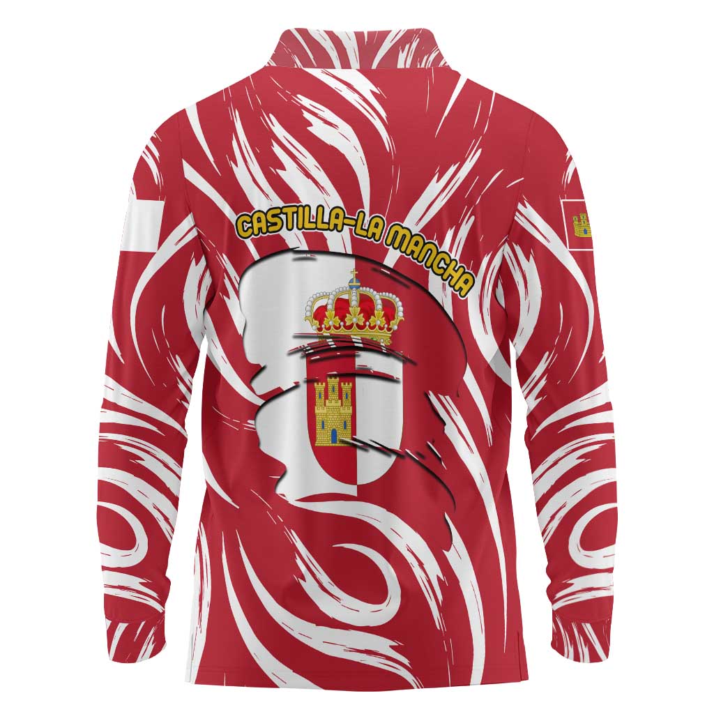 Castilla La Mancha Flag Long Sleeve Polo Shirt Autonomous Community of Spain - Wonder Print Shop