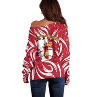 Castilla La Mancha Flag Off Shoulder Sweater Autonomous Community of Spain - Wonder Print Shop