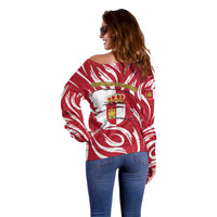 Castilla La Mancha Flag Off Shoulder Sweater Autonomous Community of Spain - Wonder Print Shop