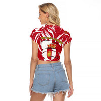 Castilla La Mancha Flag Raglan Cropped T Shirt Autonomous Community of Spain - Wonder Print Shop