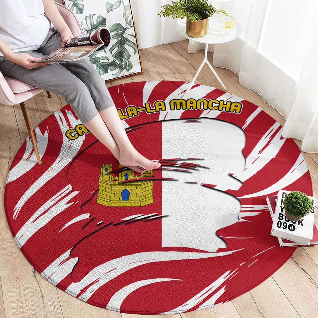 Castilla La Mancha Flag Round Carpet Autonomous Community of Spain - Wonder Print Shop