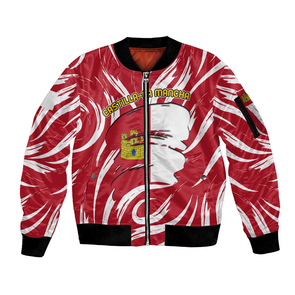 Castilla La Mancha Flag Sleeve Zip Bomber Jacket Autonomous Community of Spain - Wonder Print Shop