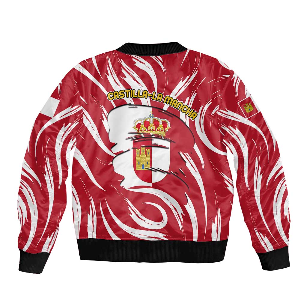 Castilla La Mancha Flag Sleeve Zip Bomber Jacket Autonomous Community of Spain - Wonder Print Shop