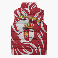 Castilla La Mancha Flag Sleeveless Puffer Jacket Autonomous Community of Spain - Wonder Print Shop