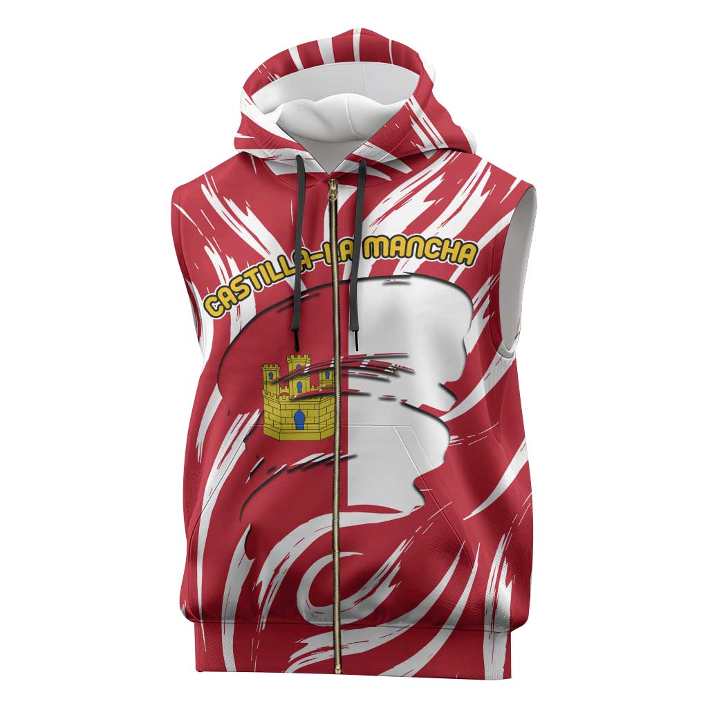Castilla La Mancha Flag Sleeveless Zip Hoodie Autonomous Community of Spain - Wonder Print Shop