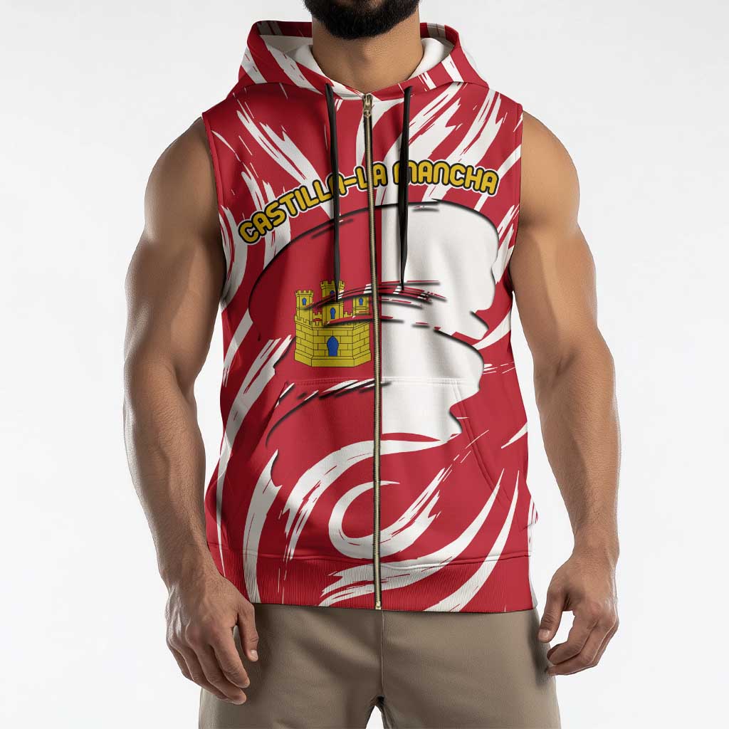 Castilla La Mancha Flag Sleeveless Zip Hoodie Autonomous Community of Spain - Wonder Print Shop