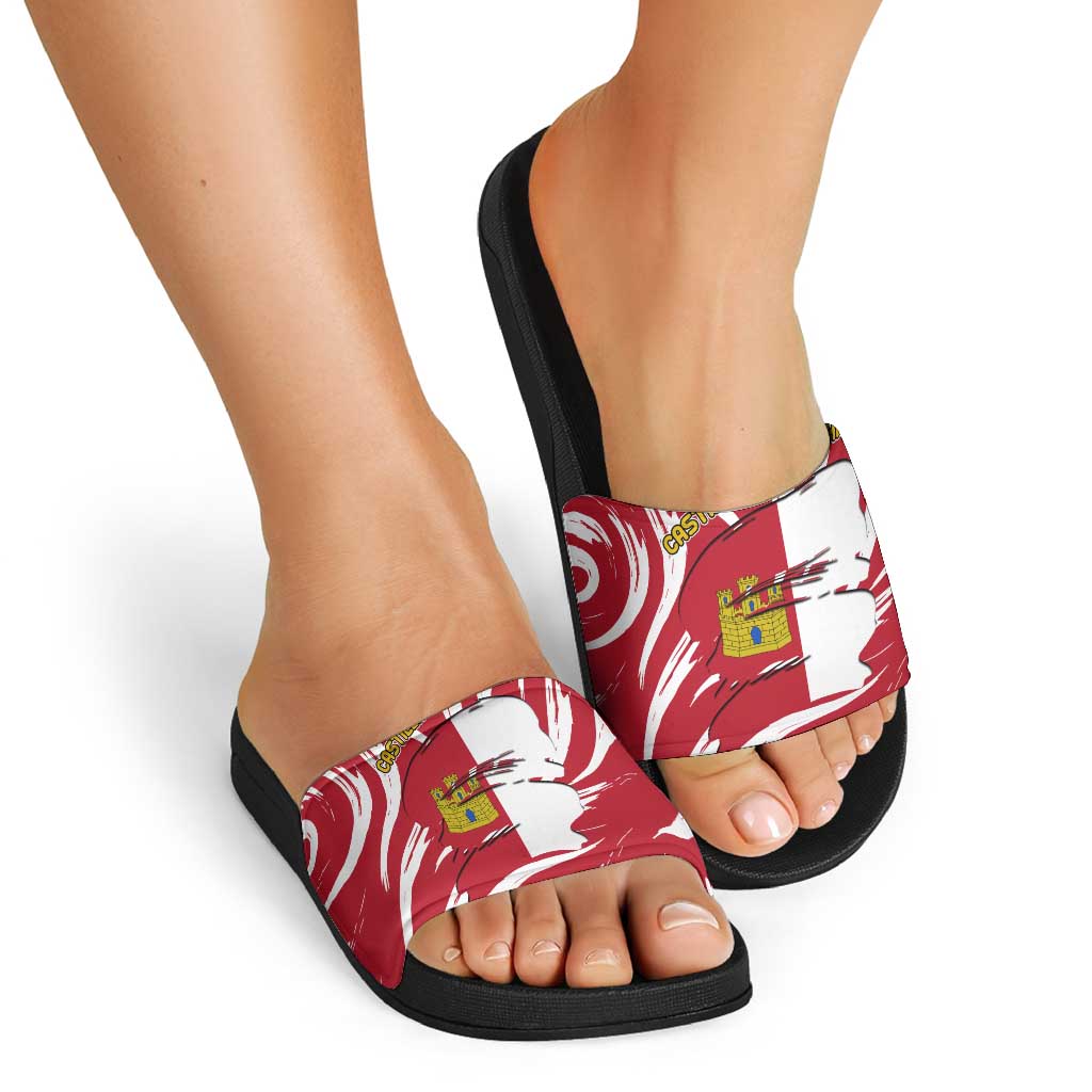 Castilla La Mancha Flag Slide Sandals Autonomous Community of Spain - Wonder Print Shop