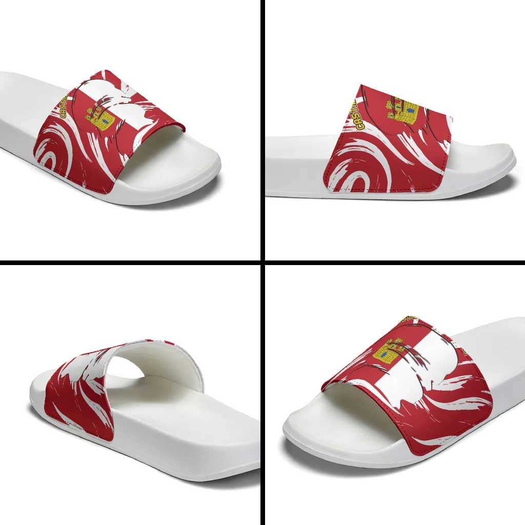 Castilla La Mancha Flag Slide Sandals Autonomous Community of Spain - Wonder Print Shop