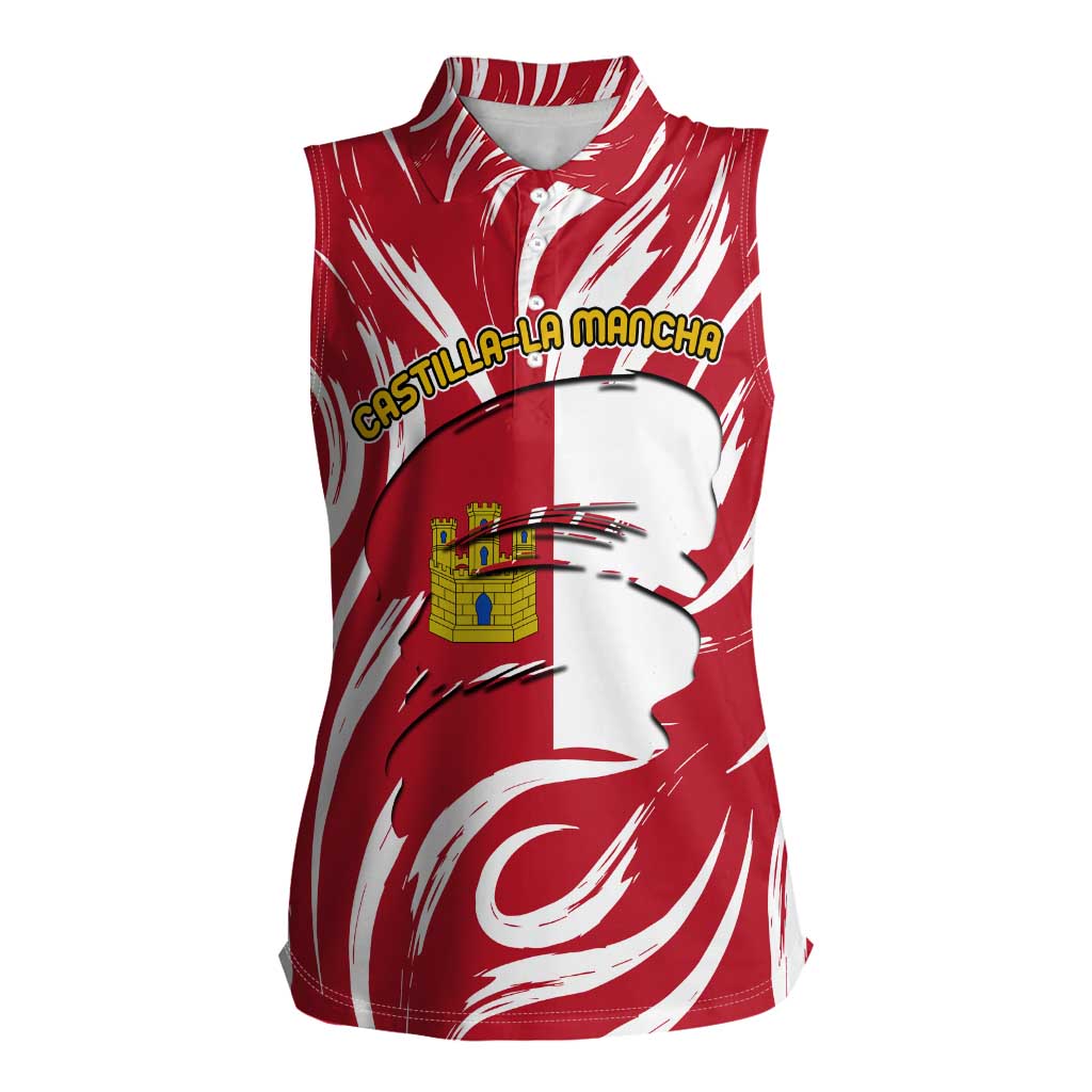 Castilla La Mancha Flag Women Sleeveless Polo Shirt Autonomous Community of Spain - Wonder Print Shop