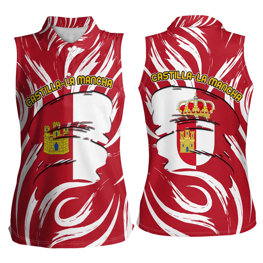 Castilla La Mancha Flag Women Sleeveless Polo Shirt Autonomous Community of Spain - Wonder Print Shop