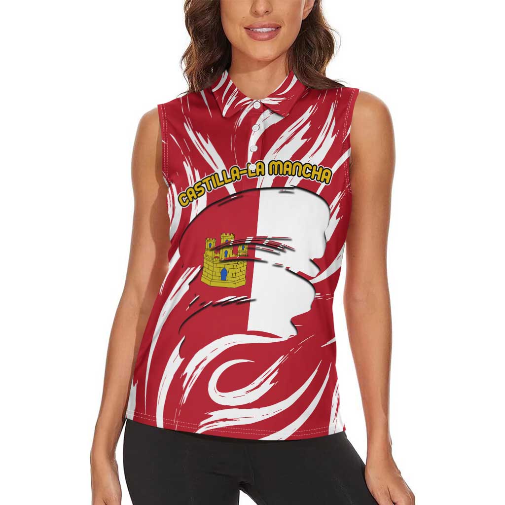 Castilla La Mancha Flag Women Sleeveless Polo Shirt Autonomous Community of Spain - Wonder Print Shop