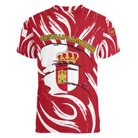 Castilla La Mancha Flag Women V-Neck T-Shirt Autonomous Community of Spain - Wonder Print Shop