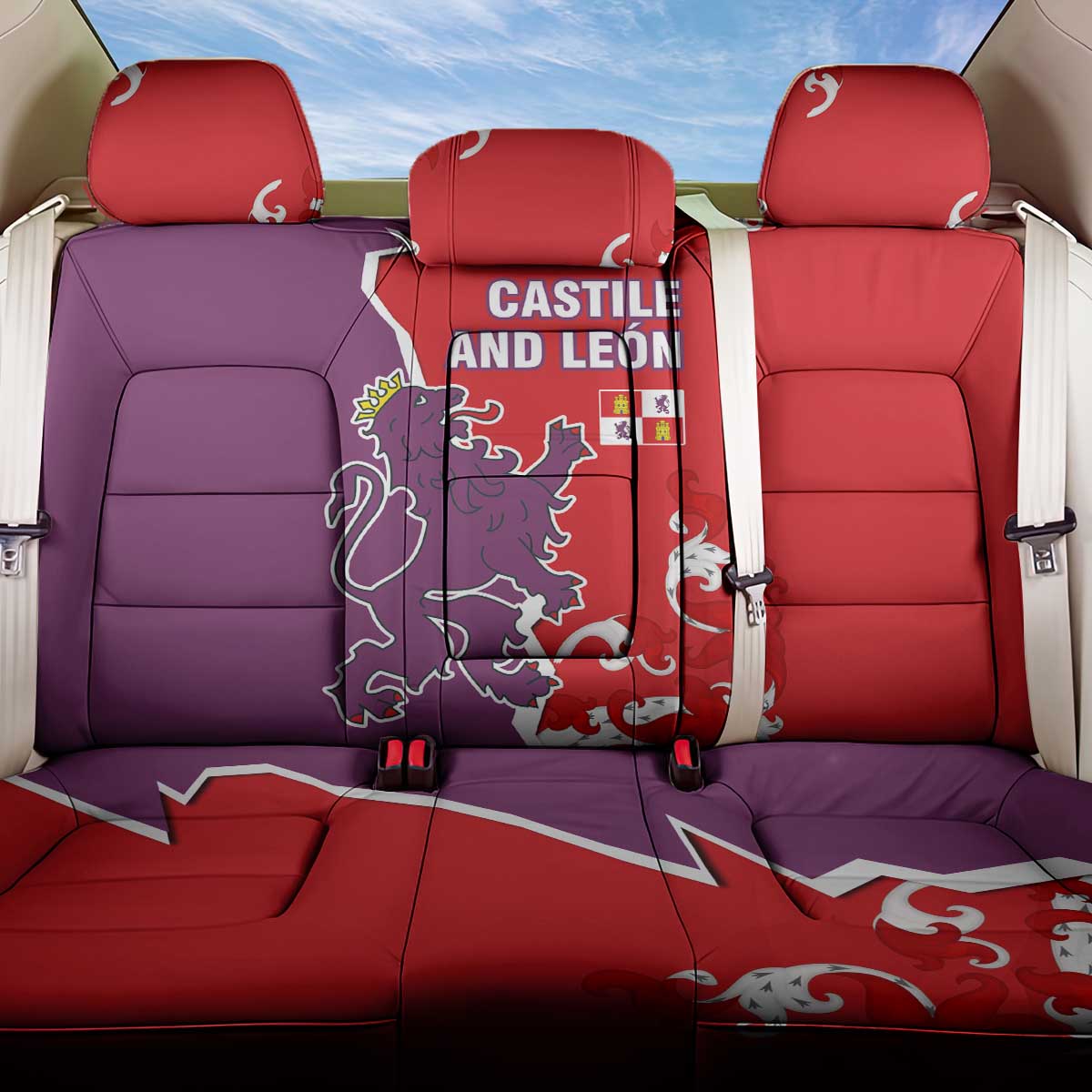 Castile and León Flag Back Car Seat Cover Autonomous Community of Spain - Wonder Print Shop