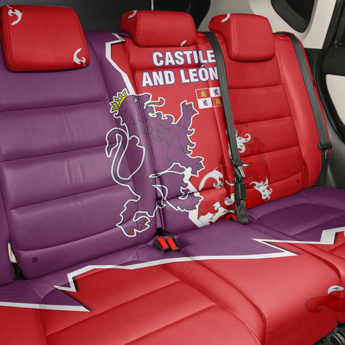 Castile and León Flag Back Car Seat Cover Autonomous Community of Spain - Wonder Print Shop