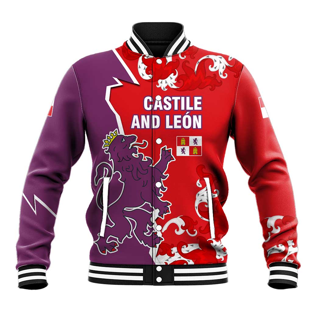 Castile and León Flag Baseball Jacket Autonomous Community of Spain - Wonder Print Shop