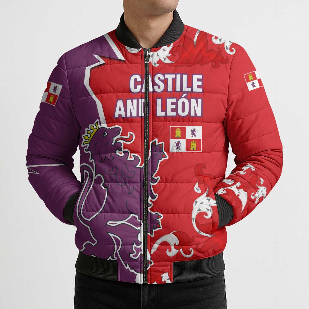 Castile and León Flag Bomber Puffer Jacket Autonomous Community of Spain - Wonder Print Shop