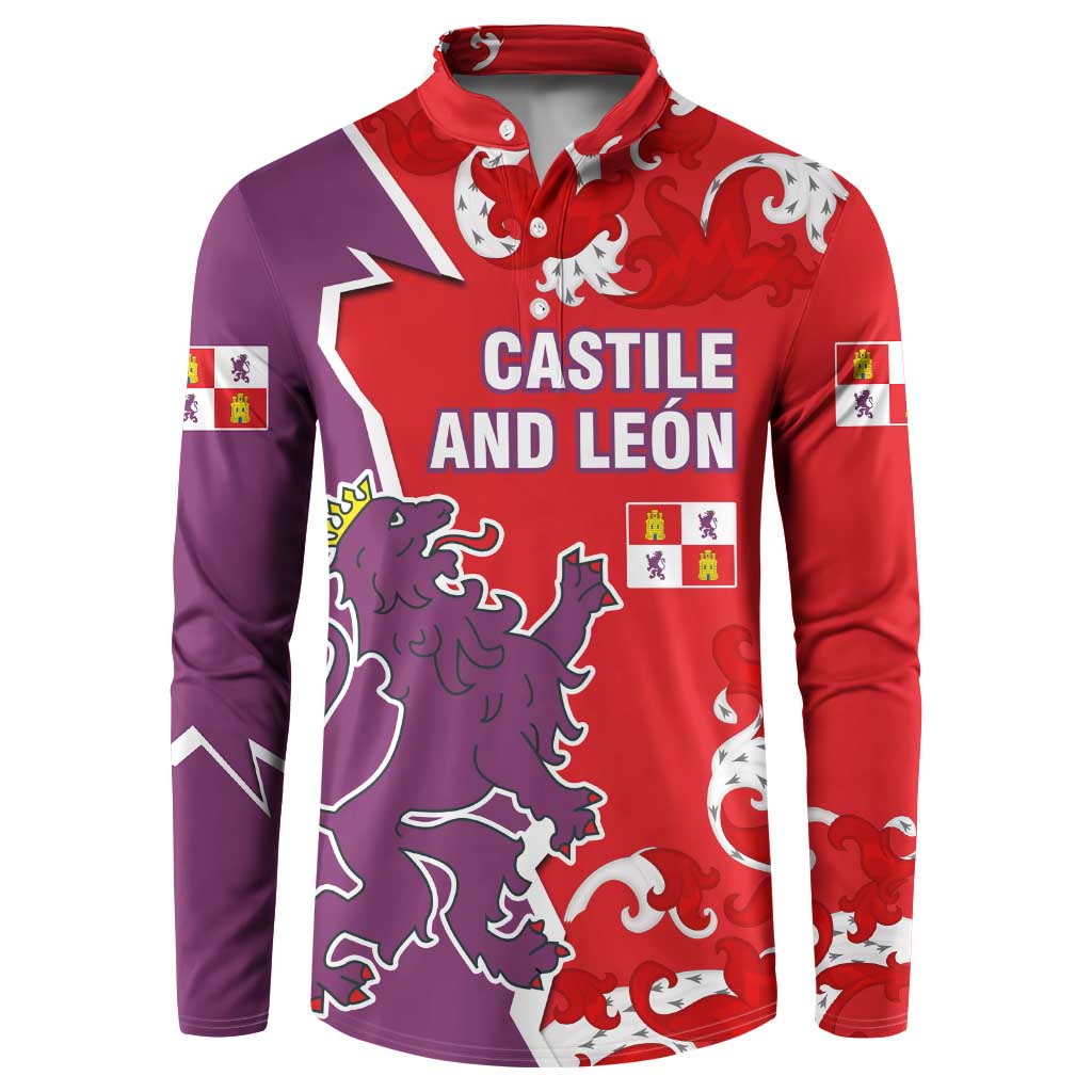 Castile and León Flag Button Sweatshirt Autonomous Community of Spain - Wonder Print Shop
