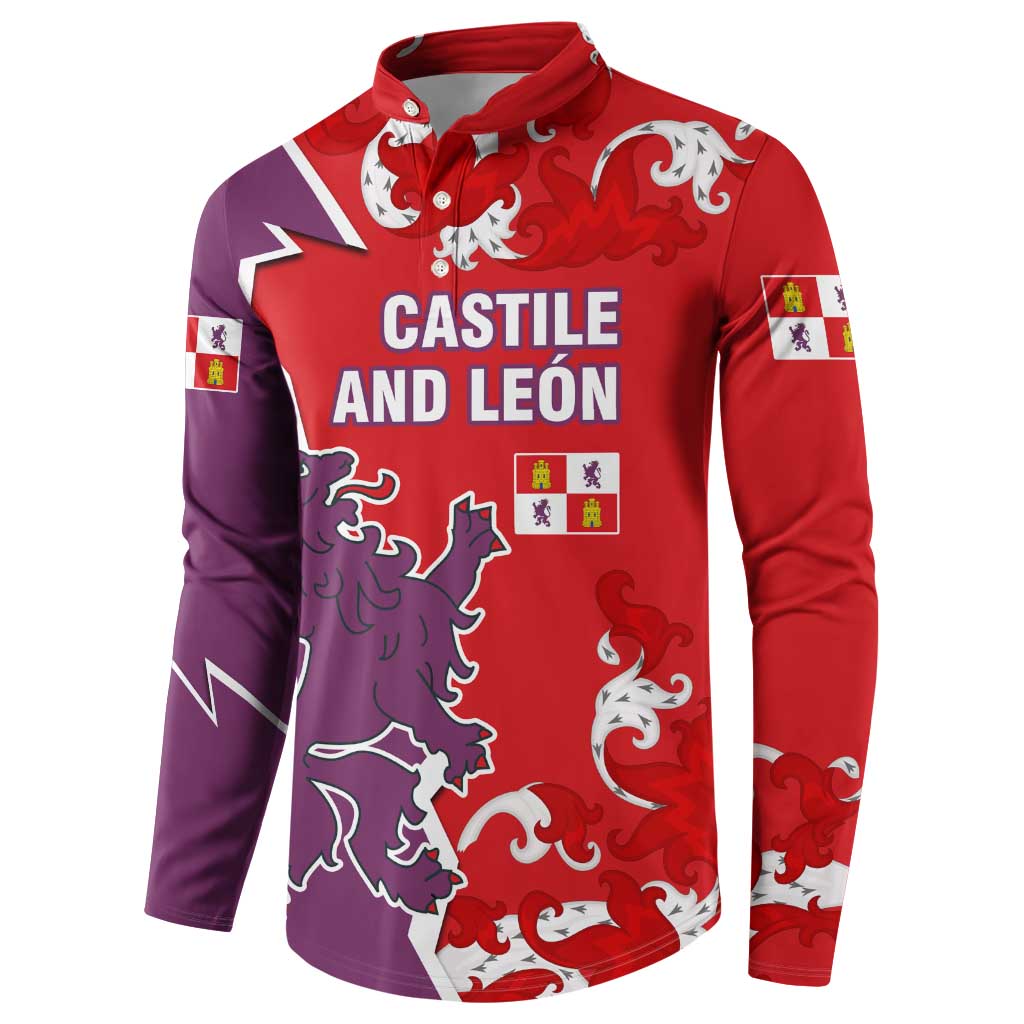 Castile and León Flag Button Sweatshirt Autonomous Community of Spain - Wonder Print Shop