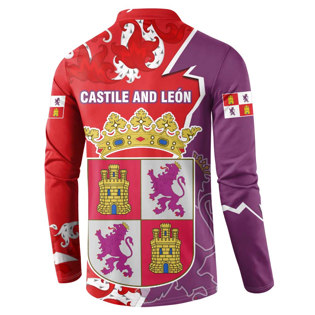 Castile and León Flag Button Sweatshirt Autonomous Community of Spain - Wonder Print Shop