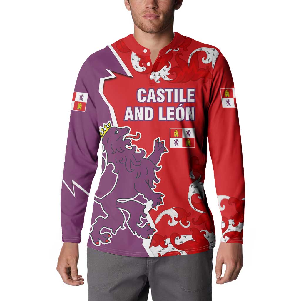Castile and León Flag Button Sweatshirt Autonomous Community of Spain - Wonder Print Shop