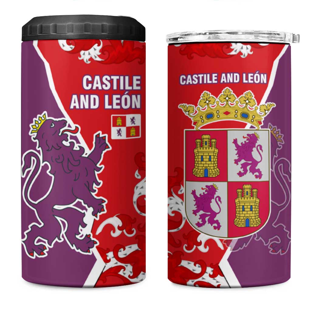 Castile and León Flag 4 in 1 Can Cooler Tumbler Autonomous Community of Spain - Wonder Print Shop