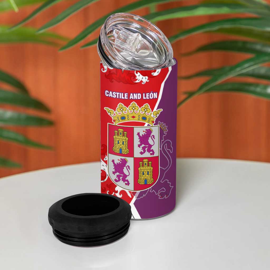 Castile and León Flag 4 in 1 Can Cooler Tumbler Autonomous Community of Spain - Wonder Print Shop
