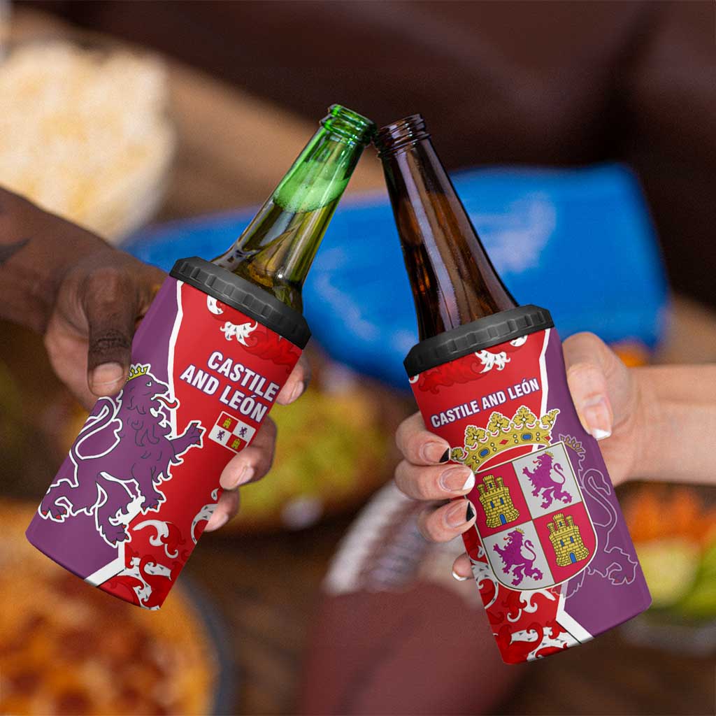 Castile and León Flag 4 in 1 Can Cooler Tumbler Autonomous Community of Spain - Wonder Print Shop