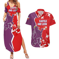 Castile and León Flag Couples Matching Summer Maxi Dress and Hawaiian Shirt Autonomous Community of Spain - Wonder Print Shop