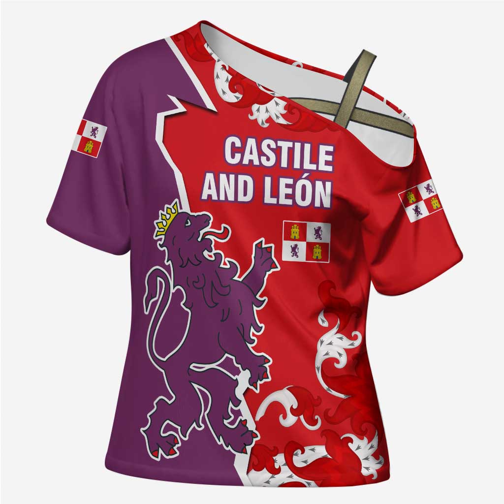 Castile and León Flag Cross Shoulder Shirt Autonomous Community of Spain - Wonder Print Shop